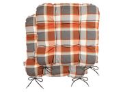 Poduszki ogrodowe - Livarno Home Livarno Home Poduszki na krzesło, 40 x 40 cm, 2 sztuki (Kratka/pomarańczowy) 4055334451406 - miniaturka - grafika 1
