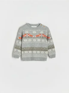 Reserved - Sweter z domieszką wełny - jasnoszary - Bluzy i sweterki niemowlęce - miniaturka - grafika 1