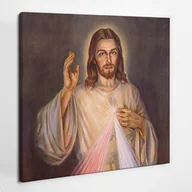 Ikony i obrazy sakralne - Miłosierdzie Jezusa Miłosierny - obraz polycanvas, 60x60 - miniaturka - grafika 1