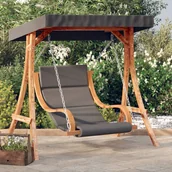 Huśtawki - Huśtawka z poduszką i zadaszeniem, lite drewno świerkowe - miniaturka - grafika 1