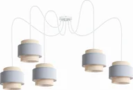 Lampy sufitowe - Lampa wisząca Solar Lampa wisząca sufitowa pająk BOHO len i szary 5 żarówek - miniaturka - grafika 1