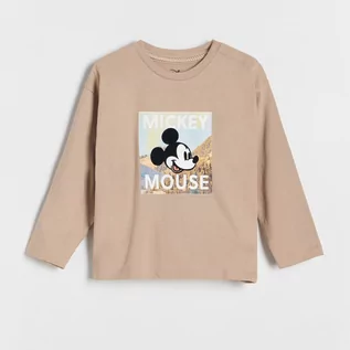 Koszulki dla chłopców - Reserved - Bawełniany longsleeve Mickey Mouse - Brązowy - grafika 1