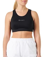 Biustonosze - Champion Damski sportowy biustonosz sportowy C-tech szybkoschnący, mały, metaliczny logo, wysokie wsparcie, czarny, XL - miniaturka - grafika 1