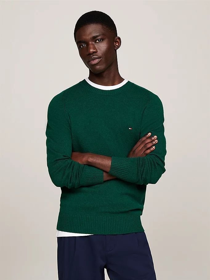 maglie uomo tommy hilfiger mw0mw36535 lambswool mrb ornamental green htr