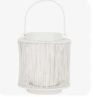 Świeczniki - Lumero Świecznik metalowy duży Latarenka Lampion na świecę Biały 15x17cm - miniaturka - grafika 1