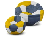 Fotele i pufy dla dzieci - Pufa piłka XXXL worek + gratis biało-szaro-żółta - miniaturka - grafika 1