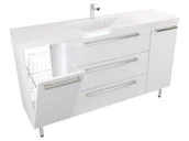 Szafki łazienkowe - Szafka Stojąca Z Umywalką ATH 140 cm KD - Biały Mat - Uchwyty Stal Szczotkowana - miniaturka - grafika 1