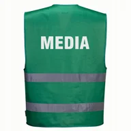Odzież robocza - Kamizelka odblaskowa F474 PORTWEST L/XL -zielona nadruk MEDIA - miniaturka - grafika 1