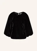 Bluzki damskie - Selected Femme Bluzka Z Aksamitu Z Rękawami 3/4 schwarz - miniaturka - grafika 1