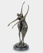 Figurki dekoracyjne - Tańcząca Para Kobieta i Mężczyzna Modernistyczna Rzeźba z Brązu - miniaturka - grafika 1