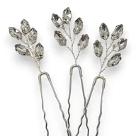 Ozdoby do włosów - Kokówki ślubne, szpilki do włosów, srebrne z cyrkoniami, 3 szt - miniaturka - grafika 1