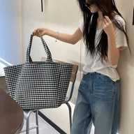 Torebki damskie - TEMU 1 szt. Duża Torba w Kratę, Studencka Torba na Zakupy na Jedno Ramię, Ręczna Torba Vintage, Plecak Damski - miniaturka - grafika 1