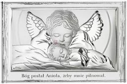Obrazek srebrny - Bóg posłał Anioła, żeby mnie pilnował [różne rozmiary] - Ikony i obrazy sakralne - miniaturka - grafika 1