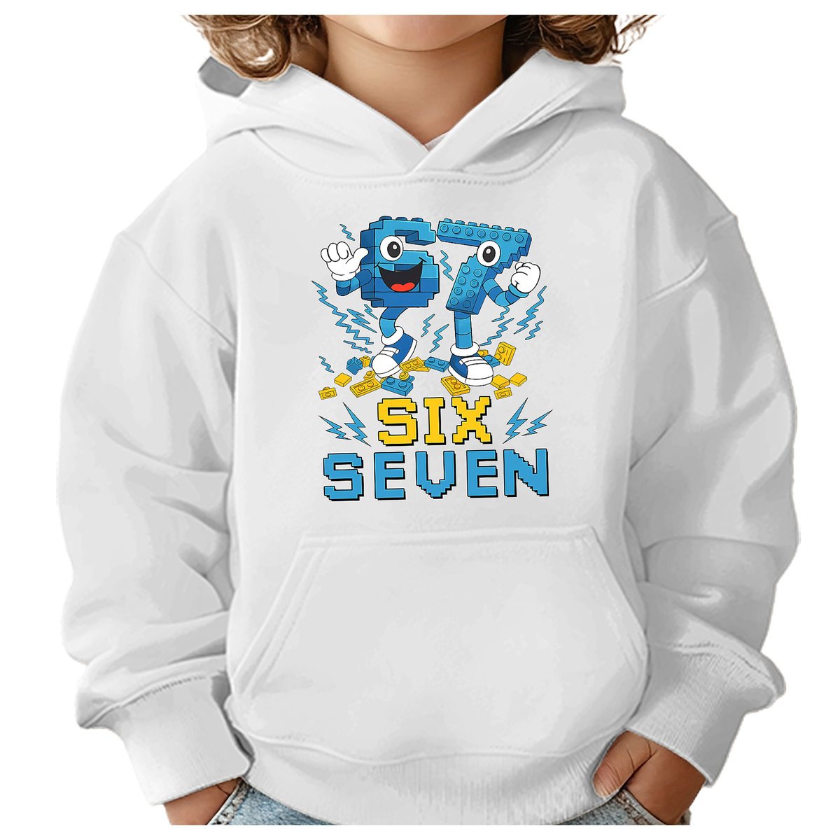 BLUZA DZIECIĘCA Z KAPTUREM 67 SIX SEVEN KLOCKI VIRAL 122-128 PREZENT
