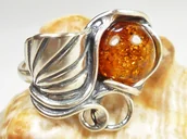 Pierścionki - 112-102 Pierścionek Srebro z Bursztynem - rozm.14 - miniaturka - grafika 1