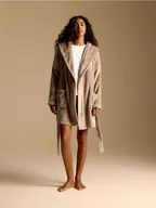 Moda i Uroda OUTLET - Reserved - Szlafrok z paskiem - jasnoszary - miniaturka - grafika 1