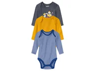 Body dla niemowląt - lupilu® Body niemowlęce, 3 szt. (62/68, Wzór niebieski/granatowy/żółty) - miniaturka - grafika 1