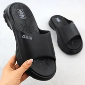 Klapki i japonki damskie - Kapki damskie sportowe na grubej podeszwie czarne Big Star RR274A577 - miniaturka - grafika 1