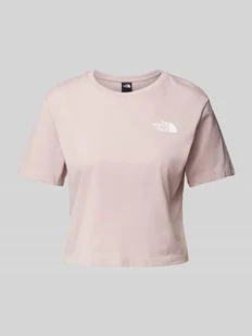 T-shirt krótki z nadrukiem z logo - Koszulki i topy damskie - miniaturka - grafika 1