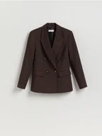 Marynarki i żakiety damskie - Reserved - Dwurzędowa marynarka - ciemnobrązowy - miniaturka - grafika 1
