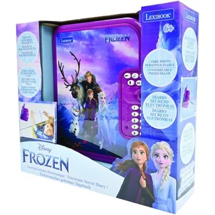Lexibook - Frozen, Elektroniczny sekretny pamiętnik z długopisem i notatnikiem w zestawie, interaktywny, hasło, zabawne funkcje, efekty dźwiękowe, fioletowy/niebieski, SD50FZ - Długopisy - miniaturka - grafika 1