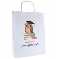 Akcesoria do pakowania - Torba papierowa 24x10x32 z nadrukiem PASOWANIE NA PIERWSZOKLASISTĘ - miniaturka - grafika 1