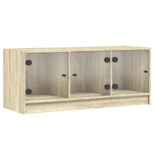 vidaXL Szafka pod TV z przeszklonymi drzwiami dąb sonoma 102x37x42 cm - Szafki RTV - miniaturka - grafika 1