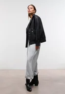 Kurtki damskie - Stradivarius Kurtka oversize ze sztucznej skóry Czarny XL - miniaturka - grafika 1