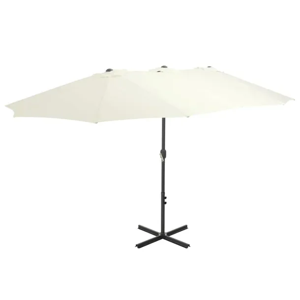 Podwójny Parasol Ogrodowy UV z Mechanizmem Korbkowym, Piaskowy, 460x270x24