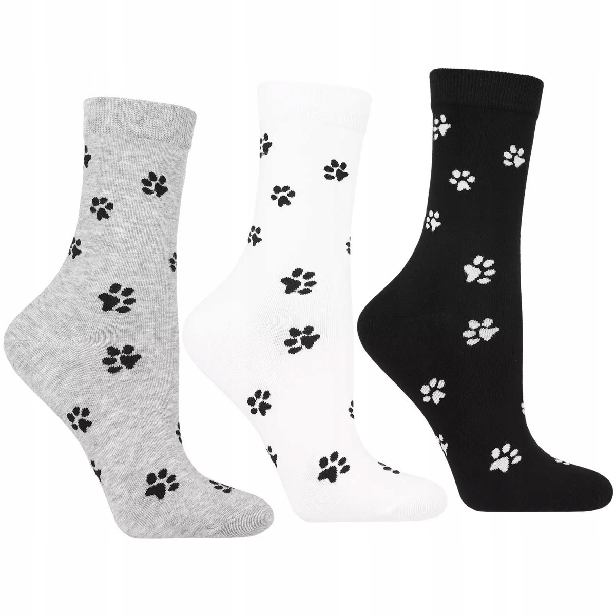 3X SKARPETKI DAMSKIE DŁUGIE SKARPETY ZWIERZĘCE ŁAPKI BAWEŁNIANE MORAJ 35-38