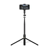 Selfie stick - UCHWYT SELFIE - z odpinanym pilotem bluetooth i tripodem - P100 CZARNY - miniaturka - grafika 1