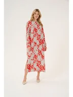Sukienki - Kaffe Sukienka w kolorze czerwono-jasnoszarym - miniaturka - grafika 1