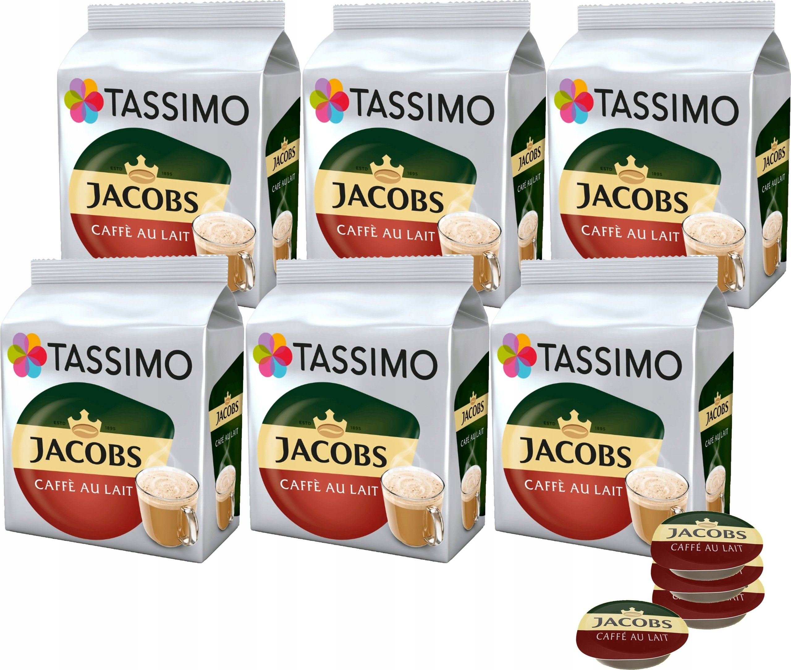 Kapsułki do Tassimo Jacobs Cafe au Lait 6 x 16 szt. 5+1 Gratis.
