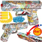 Zabawki militarne - GLOCK 17 Metalowy Pistolet 4w1 Na Kulki Plastikowe/Gumowe/Żelowe i Strzałki - miniaturka - grafika 1