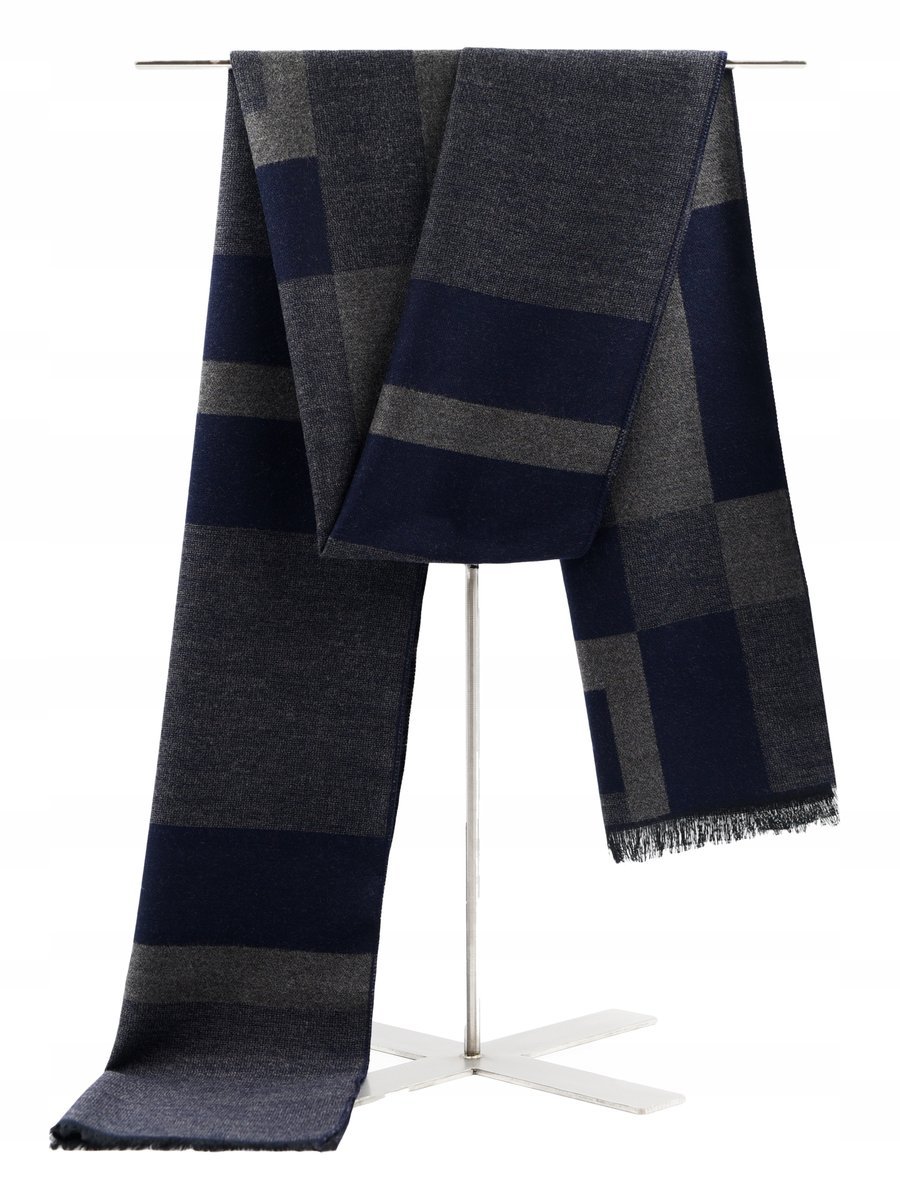 Szal Szalik Męski Granatowo - Grafitowy