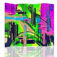 Parawany - Parawan dwustronny obrotowy FEEBY, Kolorowa Abstrakcja Zieleń 180x170 - miniaturka - grafika 1