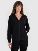 Bluzy damskie - 4F Bluza dresowa rozpinana z kapturem damska - czarna XXL - miniaturka - grafika 1