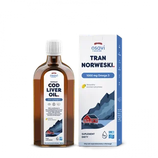 Osavi - Tran Norweski, 1000mg Omega 3, Cytryna, 250 ml - Witaminy i minerały - miniaturka - grafika 1