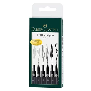 FABER CASTELL FABER CASTELL Zestaw 6 czarnych pisaków PITT Artist Pen 167116 WIKR-1042957 WIKR-1042957 - Markery permanentne - miniaturka - grafika 1