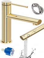 Baterie umywalkowe - Rea Oval bateria umywalkowa stojąca złota REA-B6515 - miniaturka - grafika 1