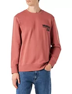 Bluzy męskie - Wrangler Bluza męska Slogan Crew, różowa, średnia - miniaturka - grafika 1