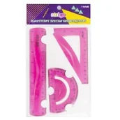 Artykuły biurowe - Strigo Zestaw geometryczny elastyczny różowy STRIGO - miniaturka - grafika 1