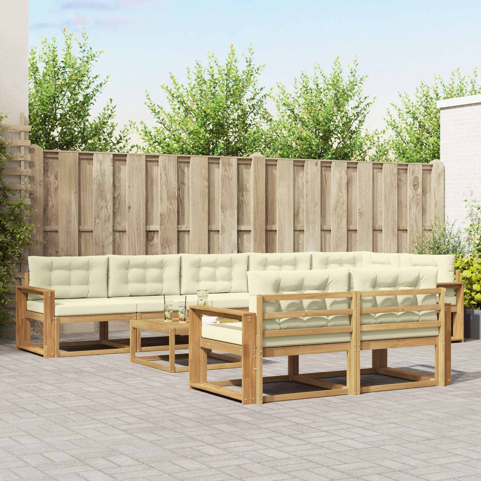 vidaXL Zestaw sof na zewnątrz 9 pcs Biały i kremowy 79 x 79 x 37 cm
