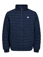 Kurtki męskie - JACK & JONES Męska kurtka pikowana Jcologan Puffer Collar, granatowy blezer, L - miniaturka - grafika 1