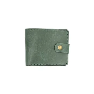 Zielony portfel ręcznie uszyty ze skóry na bilon i karty. - Portfele - miniaturka - grafika 1