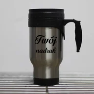 Kubki termiczne - Srebrny kubek termiczny 450 ml z Twoim nadrukiem - miniaturka - grafika 1