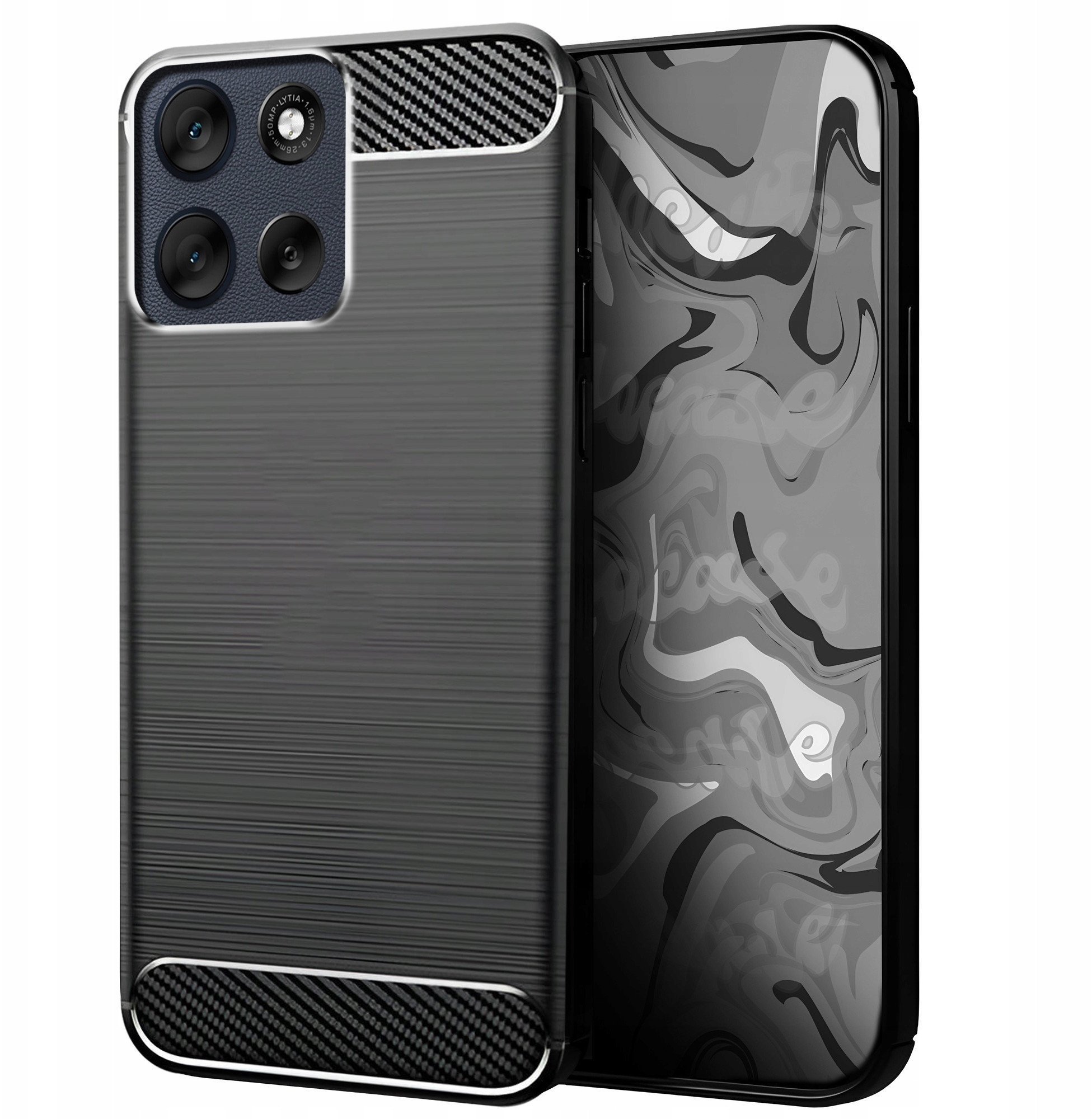 Etui do Motorola Moto G56 Czarne, Pancerne, Karbonowe, Ochronne, Case