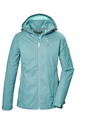 killtec Damska kurtka softshellowa/kurtka outdoorowa z odpinanym kapturem KOS 121 WMN SFTSHLL JCKT GRPHIC, aqua, 34, 42852-000
