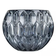 Świeczniki - ŚWIECZNIK tealight błękitny KRYSTALICZNE SZKŁO na stół półkę śr. 12cm - miniaturka - grafika 1