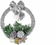 Ozdoby bożonarodzeniowe - Dekoracja wisząca wieniec świąteczny srebrny - 16 cm - 1 szt. - miniaturka - grafika 1